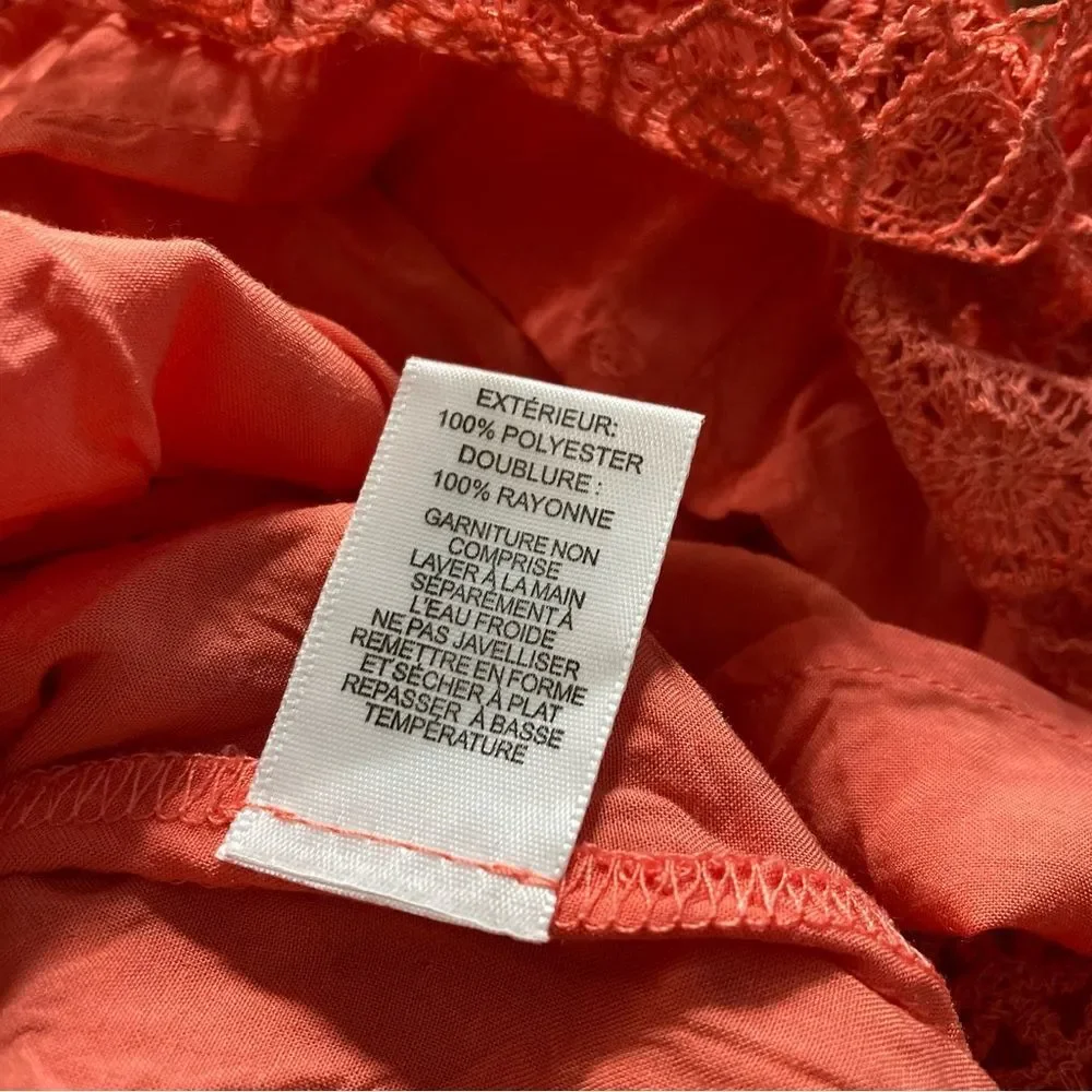 Lord & Taylor Design Lab Lace Coral Off Shoulder Sleeve Small Crop Top